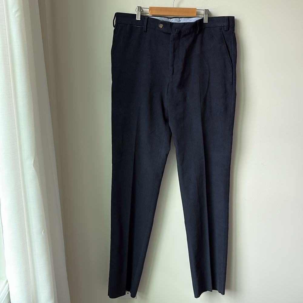 NWT Barba Napoli Mens Pants in Navy Made in Italy Velvety 100% Cotton Size 36 US